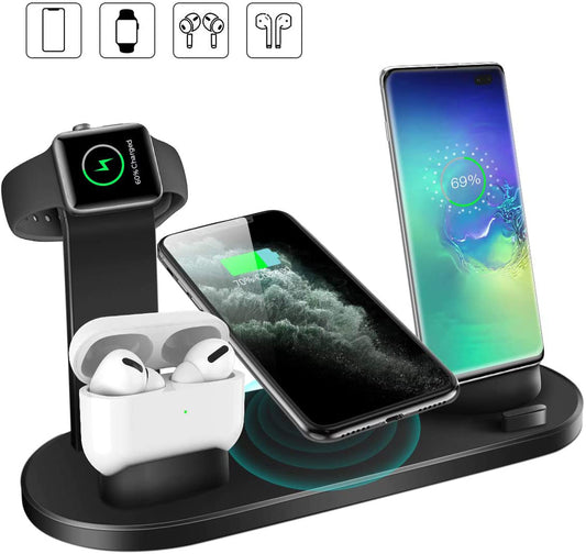 Trådlös 4-i-1 laddningsstation för iPhone, Android, Apple Watch & AirPods