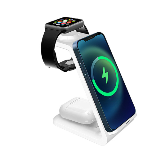 3-i-1 Trådlös Laddningsstation för iPhone, Android, Apple Watch & AirPods